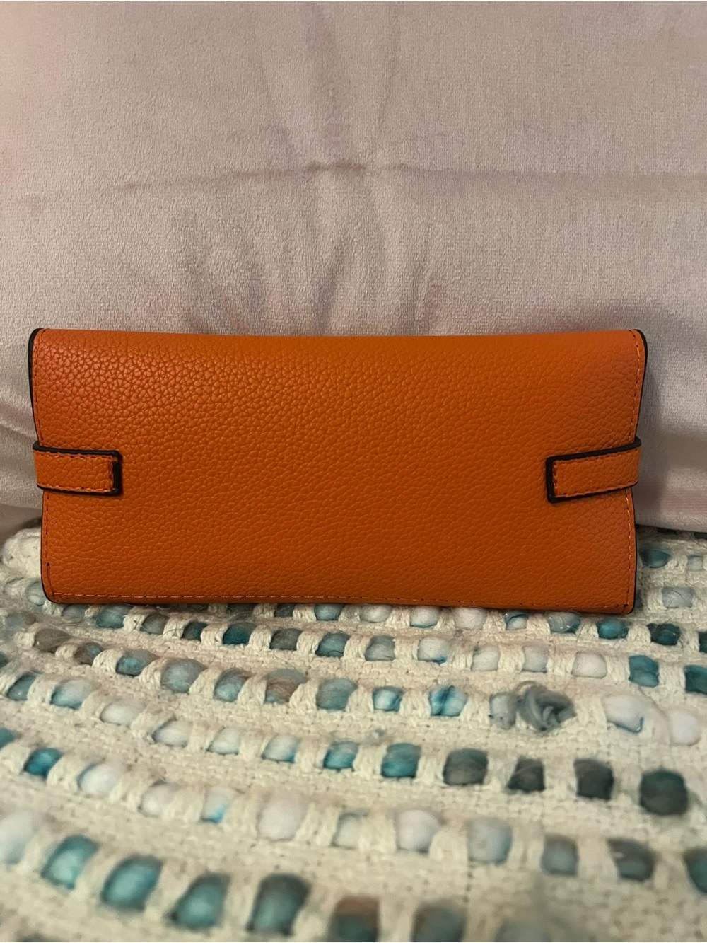INSPIRED Orange Leather Turn-Lock Wallet Clutch - Picture 3 of 9
